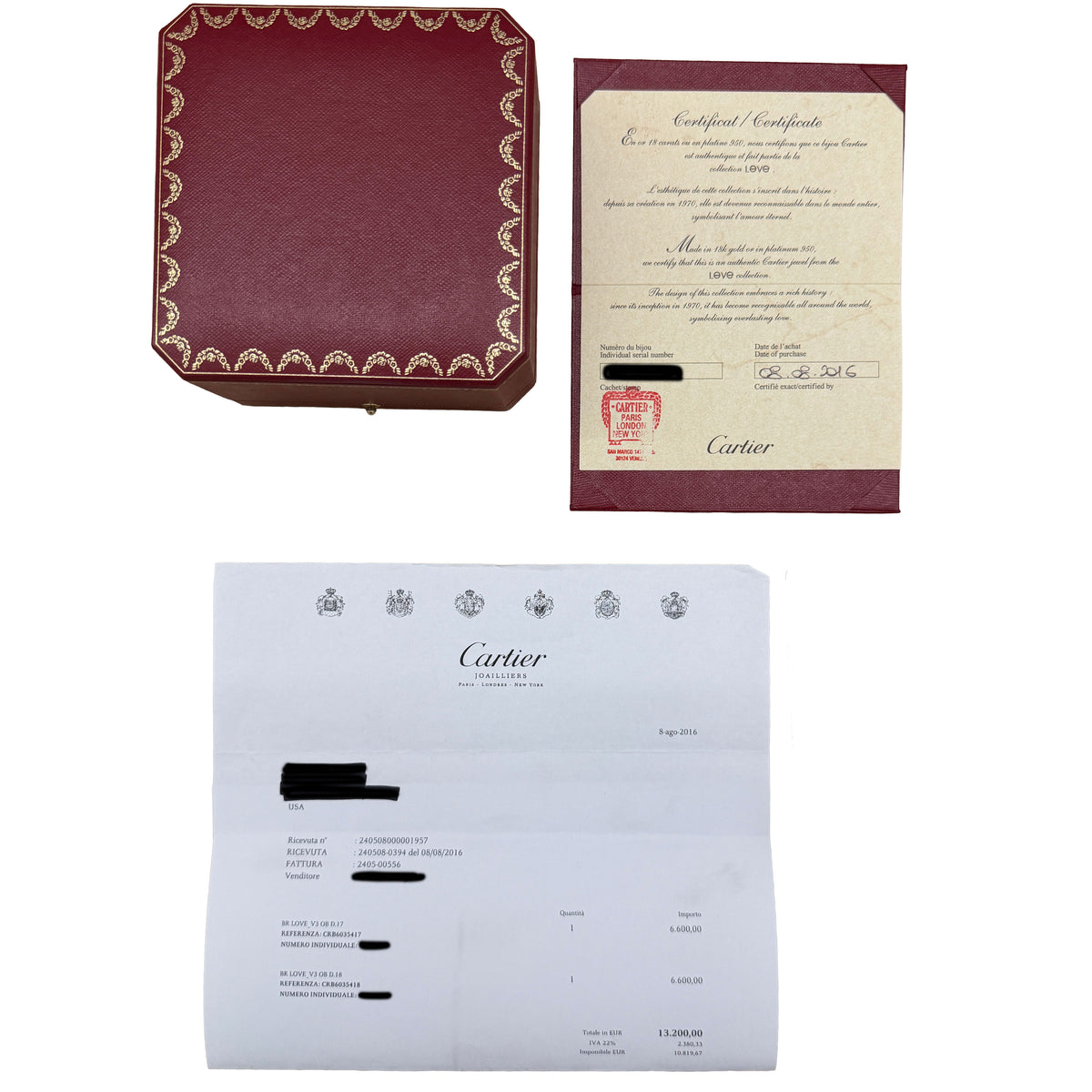 Cartier White Gold  Love Bracelet box