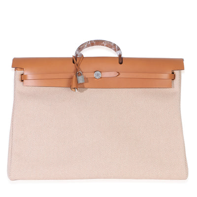Hermès Ecru Beige Naturel Criss Viking Hunter Sable Herbag Zip Cabine 50 Bag Handbag id