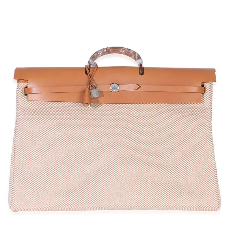 Hermès Ecru Beige Naturel Criss Viking Hunter Sable Herbag Zip Cabine 50 Bag Handbag id