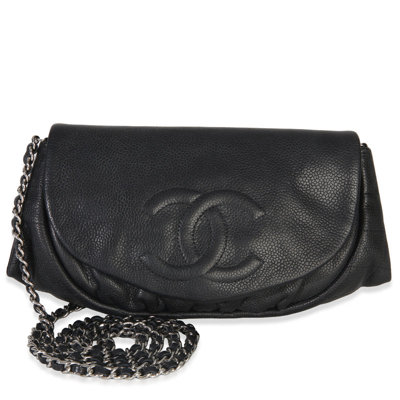 Chanel Black Caviar Half Moon Wallet On Chain Handbag id