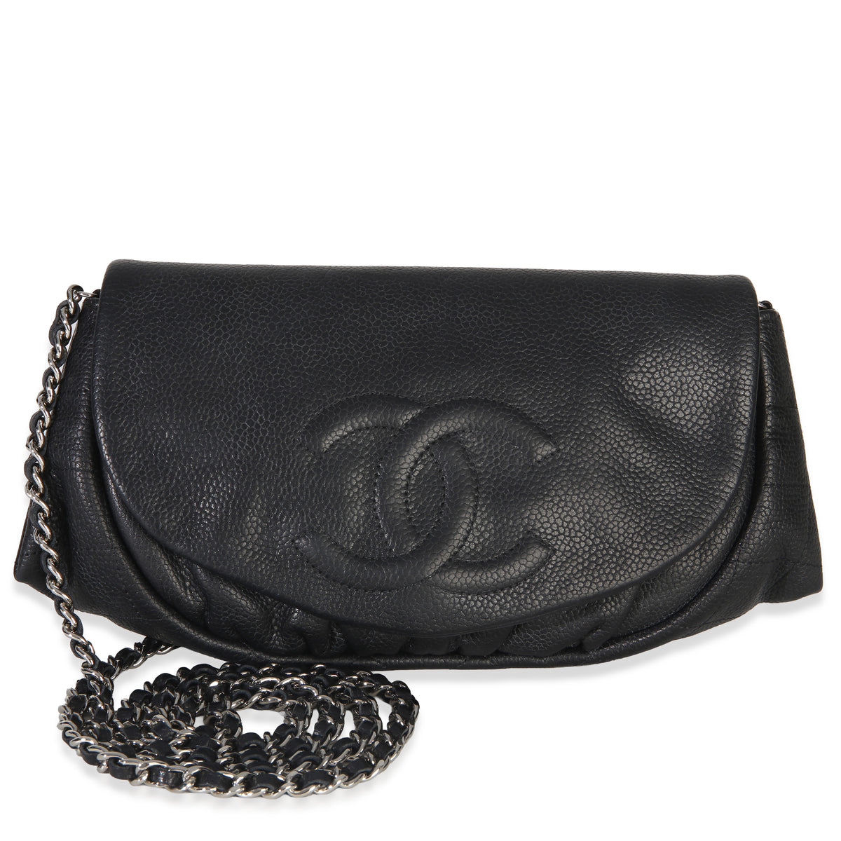 Chanel Black Caviar Half Moon Wallet On Chain Handbag id