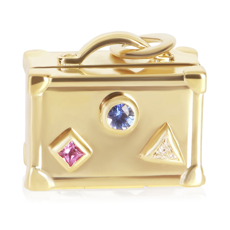 Tiffany & Co. Yellow Gold Sapphire and Diamond Suitcase Charm fv