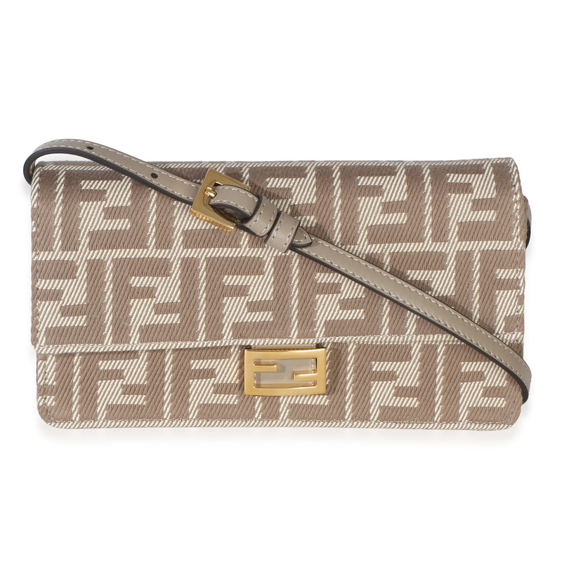 Fendi Beige Taupe FF Jacquard Wallet On Chain Baguette Handbag id