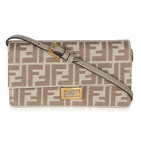 Fendi Beige Taupe FF Jacquard Wallet On Chain Baguette Handbag id