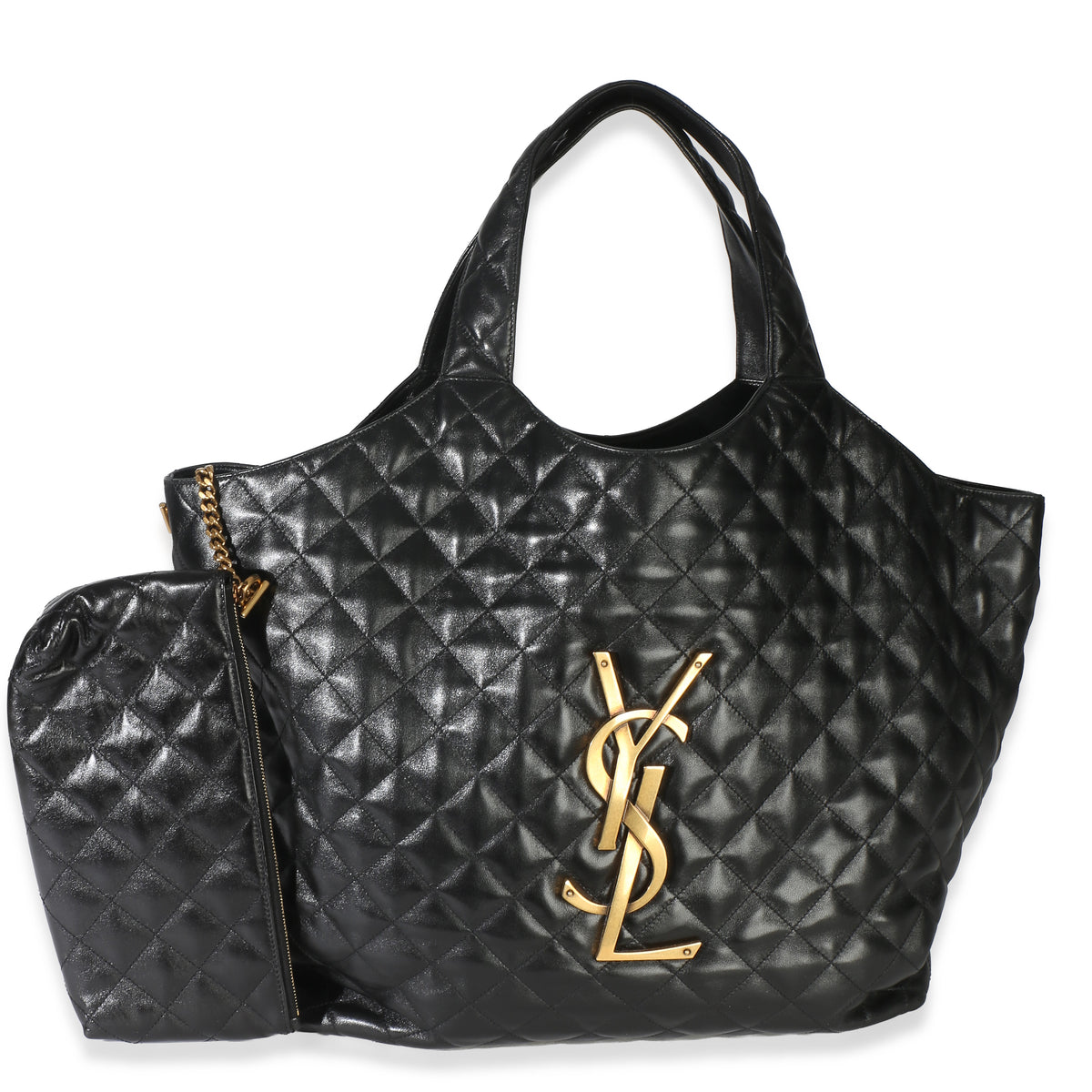 Saint Laurent Black Quilted Lambskin Maxi Icare Shopping Tote Handbag id