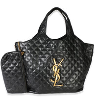 Saint Laurent Black Quilted Lambskin Maxi Icare Shopping Tote Handbag id