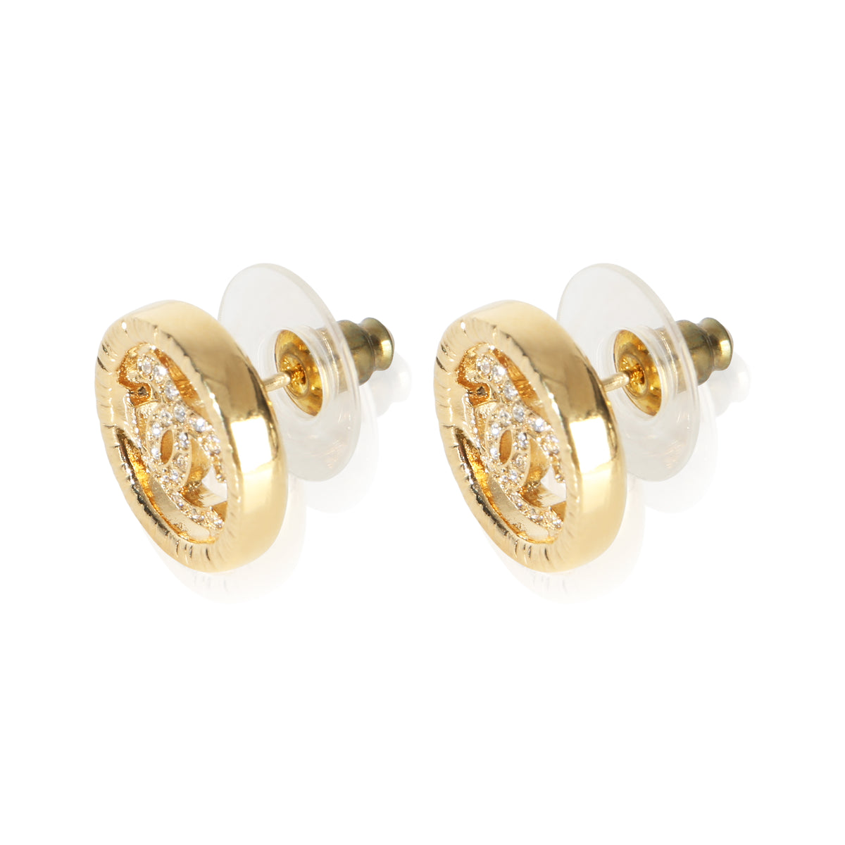 Chanel Gold Plated  2022 Strass CC Earrings 2