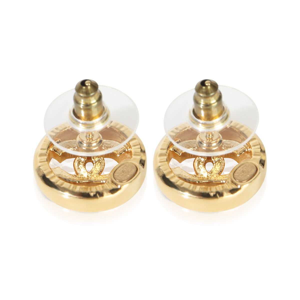 Chanel Gold Plated  2022 Strass CC Earrings 3