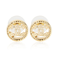 Chanel Gold Plated  2022 Strass CC Earrings fv