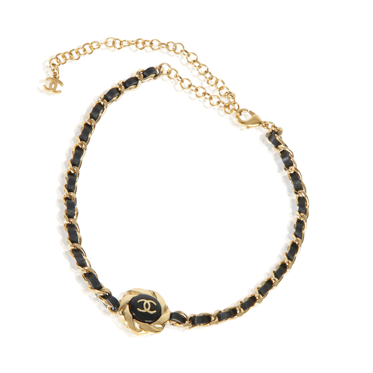 Chanel Gold Plated  2022 Leather CC Choker Necklace 3