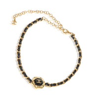 Chanel Gold Plated  2022 Leather CC Choker Necklace 3
