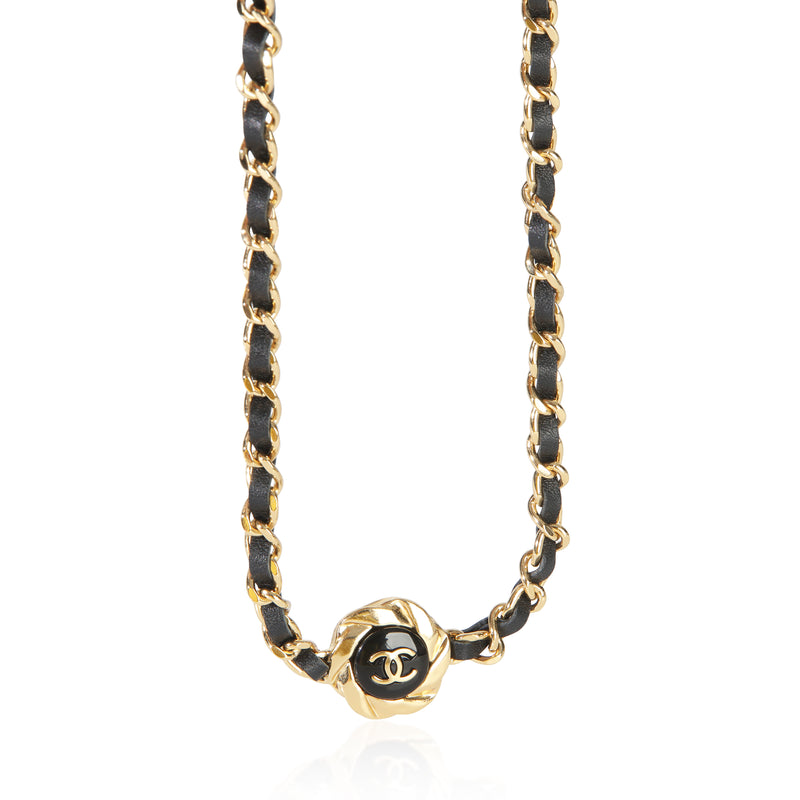 Chanel Gold Plated  2022 Leather CC Choker Necklace fv
