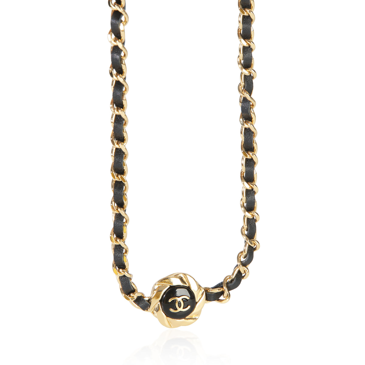 Chanel Gold Plated  2022 Leather CC Choker Necklace fv