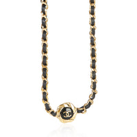 Chanel Gold Plated  2022 Leather CC Choker Necklace fv