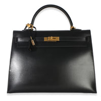 Hermès Vintage Black Box Sellier Kelly 35 GHW Handbag id