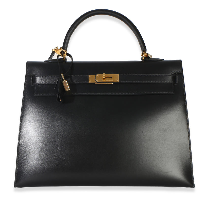 Hermès Vintage Black Box Sellier Kelly 35 GHW Handbag id