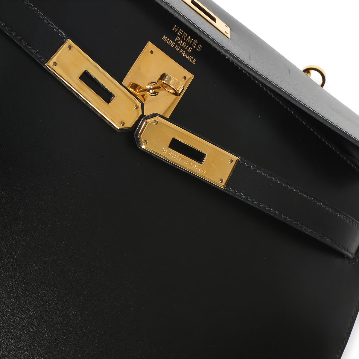 Hermès Vintage Black Box Sellier Kelly 35 GHW Handbag 9