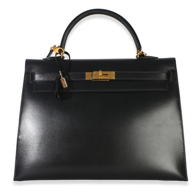 Hermès Vintage Black Box Sellier Kelly 35 GHW Handbag id