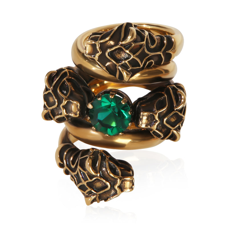 Gucci Gold Plated  Tigers Hear Wrap Ring fv