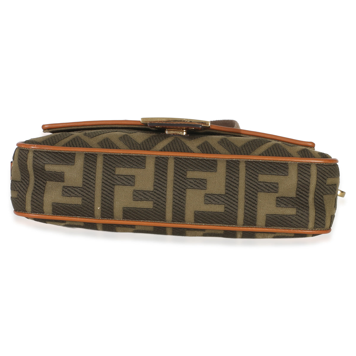 Fendi Green Tan FF Embroidery Canvas Medium Baguette Bag Handbag 5