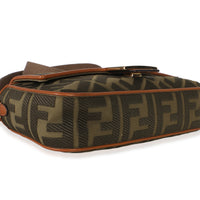 Fendi Green Tan FF Embroidery Canvas Medium Baguette Bag Handbag 7