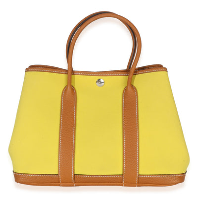 Hermès Lime Toffee Toile Officier Negonda Garden Party 30 PHW Handbag id