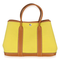 Hermès Lime Toffee Toile Officier Negonda Garden Party 30 PHW Handbag id