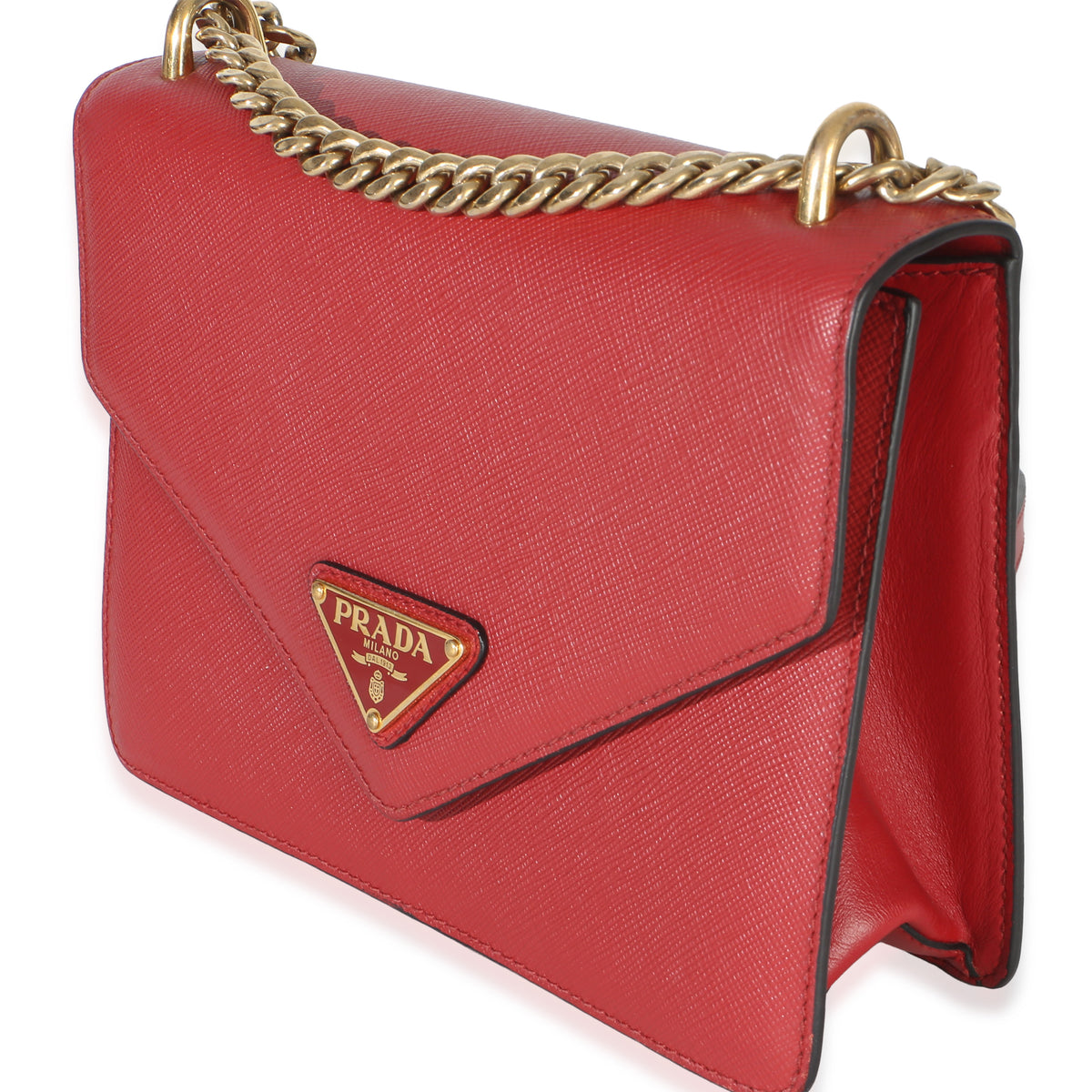 Prada Red Saffiano Envelope Flap Chain Shoulder Bag Handbag 2