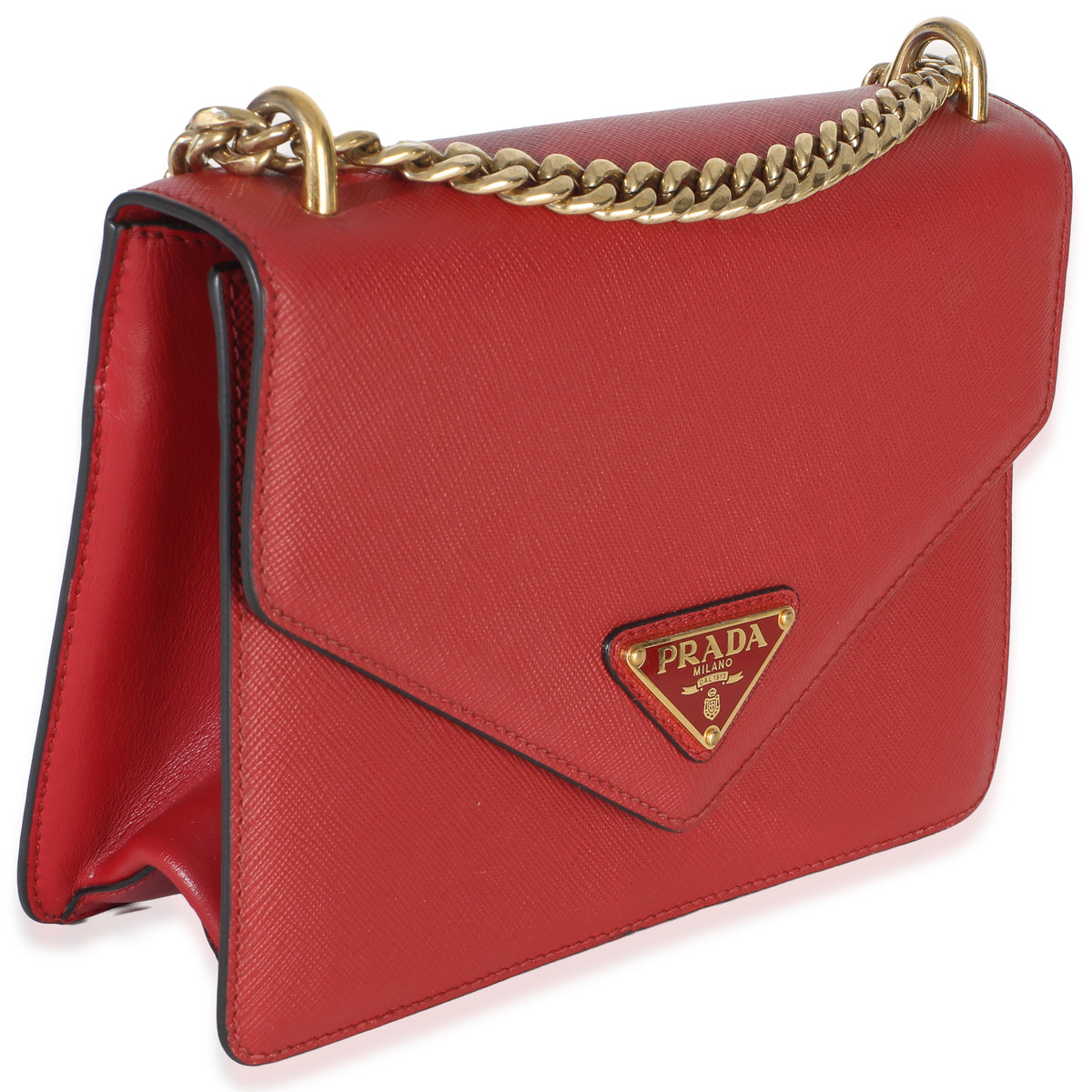 Prada Red Saffiano Envelope Flap Chain Shoulder Bag Handbag 3