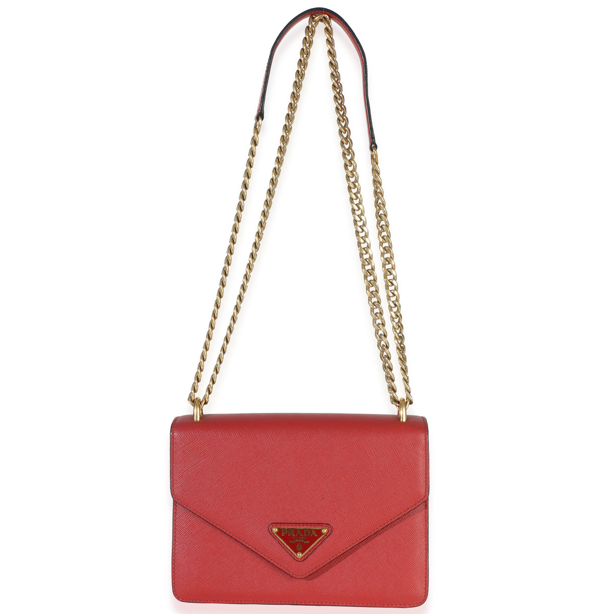 Prada Red Saffiano Envelope Flap Chain Shoulder Bag Handbag 9