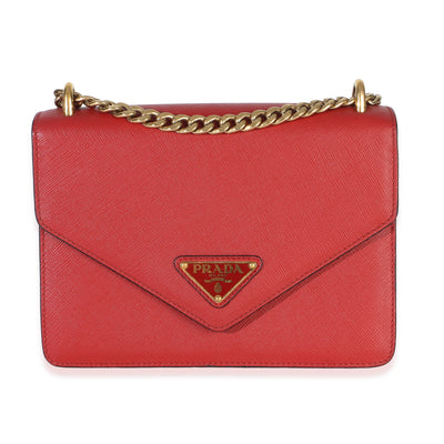 Prada Red Saffiano Envelope Flap Chain Shoulder Bag Handbag id