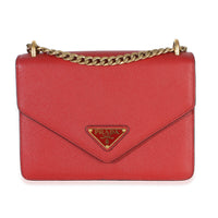 Prada Red Saffiano Envelope Flap Chain Shoulder Bag Handbag id