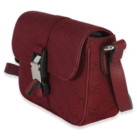 Gucci Burgundy GG Monogram Canvas Small Buckle Messenger Bag Handbag 2