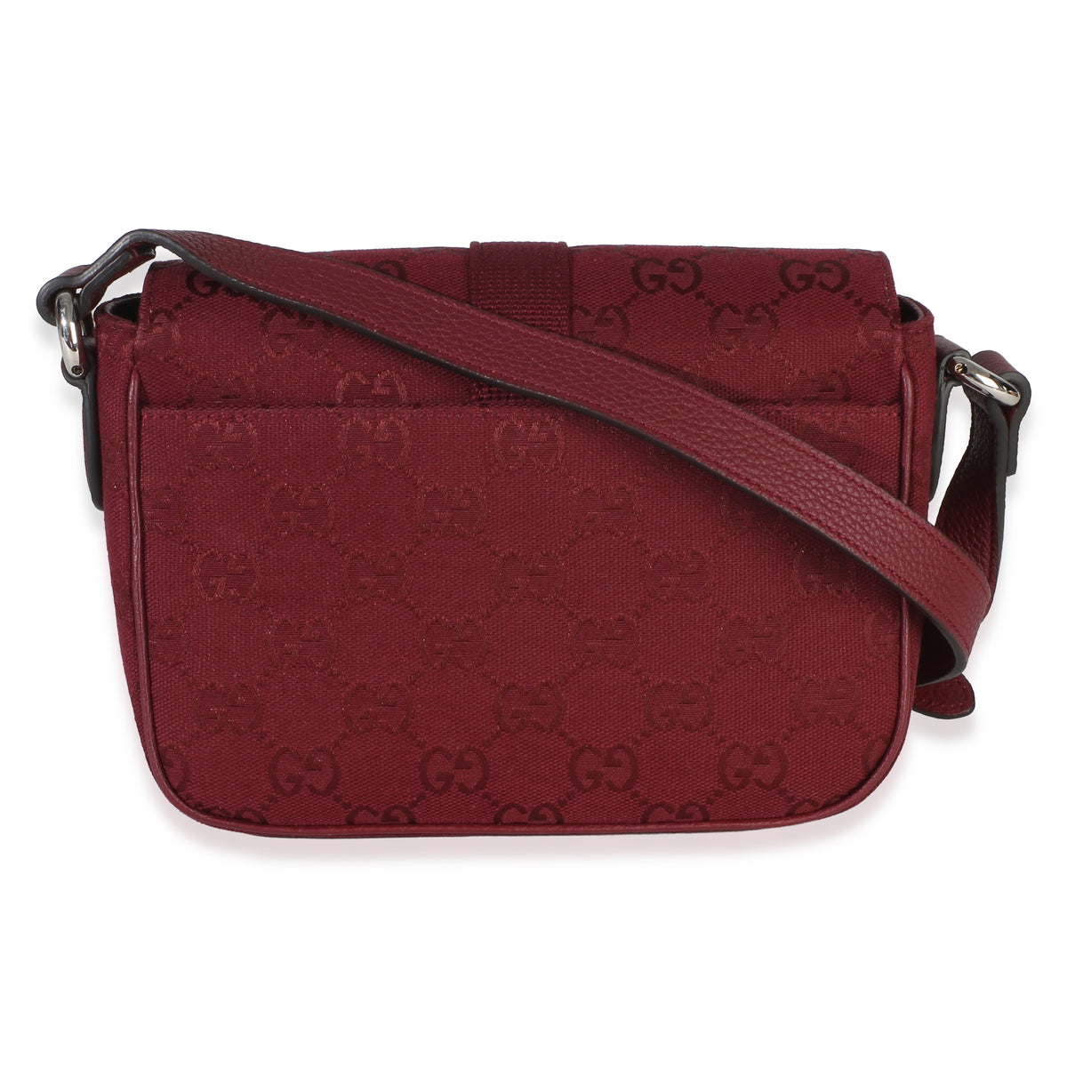 Gucci Burgundy GG Monogram Canvas Small Buckle Messenger Bag Handbag 4