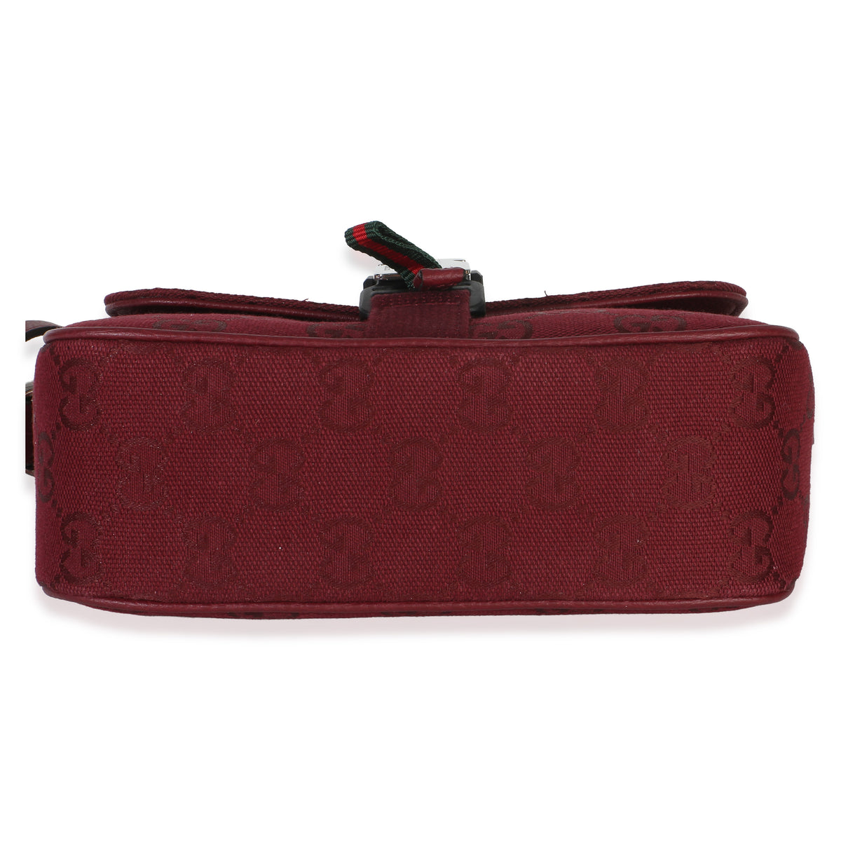 Gucci Burgundy GG Monogram Canvas Small Buckle Messenger Bag Handbag 5