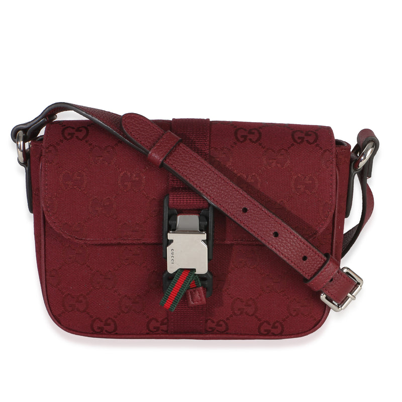 Gucci Burgundy GG Monogram Canvas Small Buckle Messenger Bag Handbag id