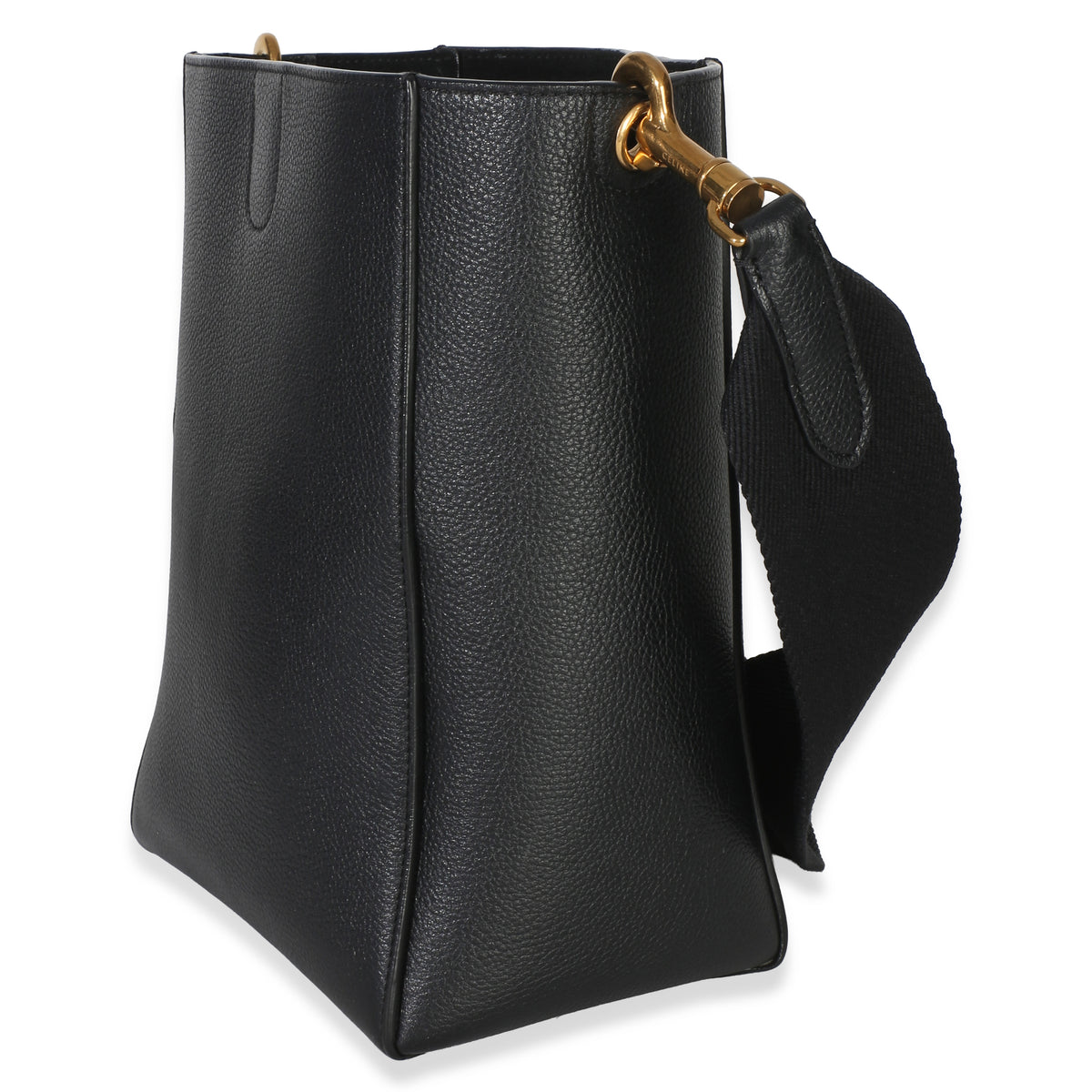 Celine Black Soft Grained Calfskin Small Sangle Bucket Bag Handbag 2