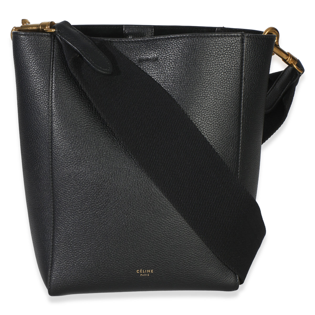 Celine Black Soft Grained Calfskin Small Sangle Bucket Bag Handbag 3