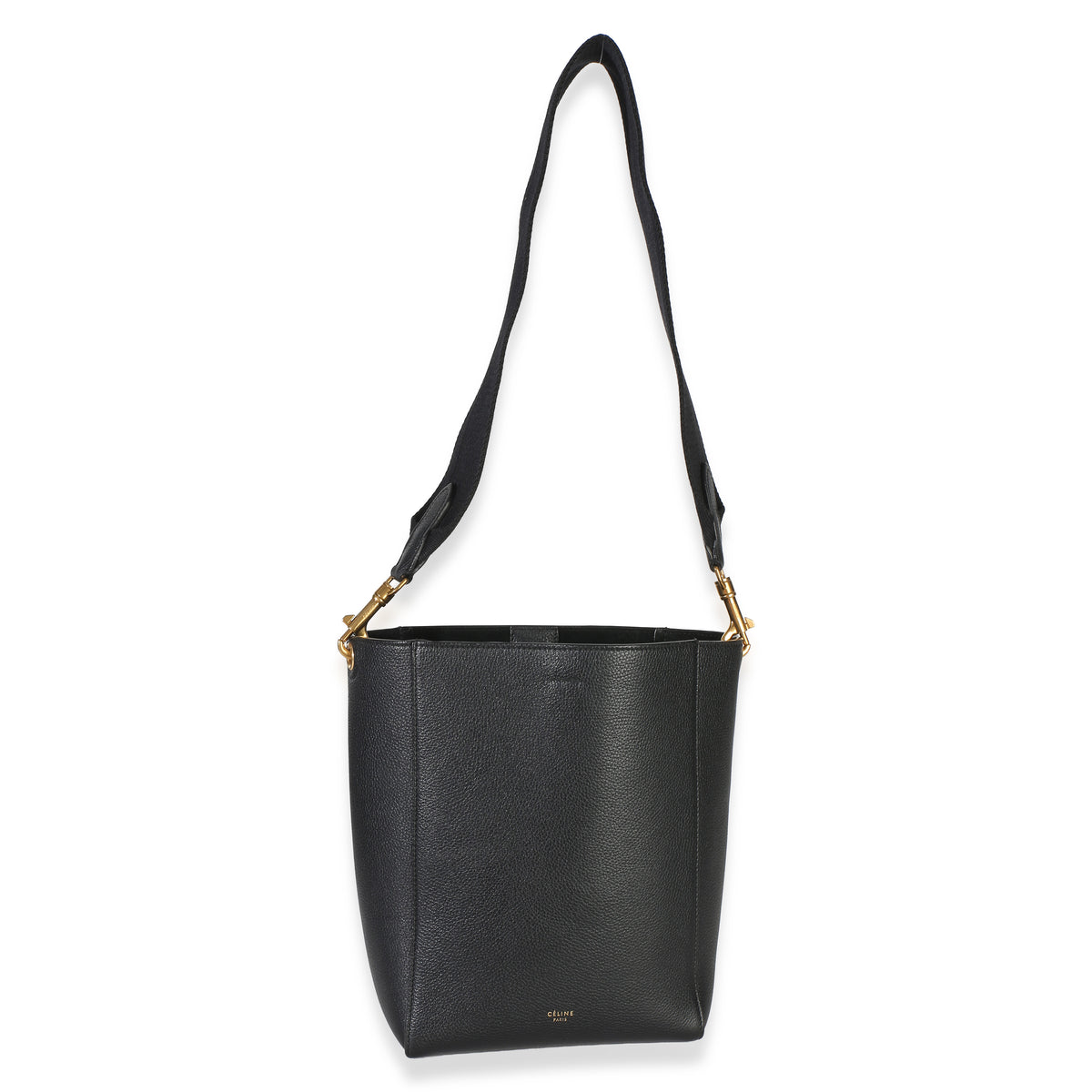 Celine Black Soft Grained Calfskin Small Sangle Bucket Bag Handbag 7