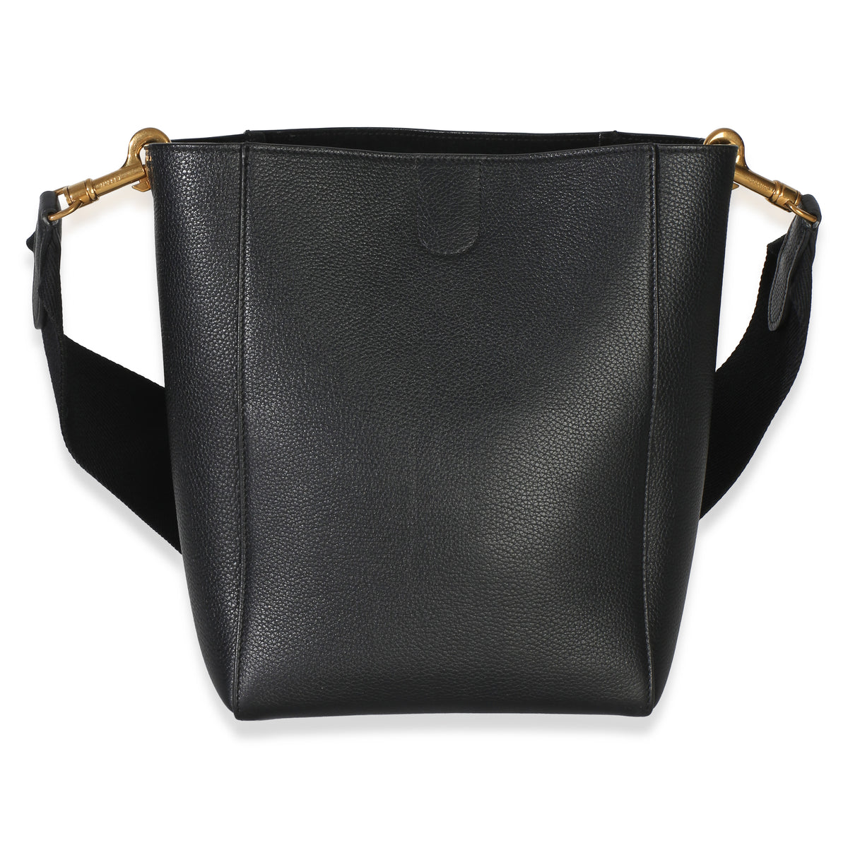 Celine Black Soft Grained Calfskin Small Sangle Bucket Bag Handbag fv