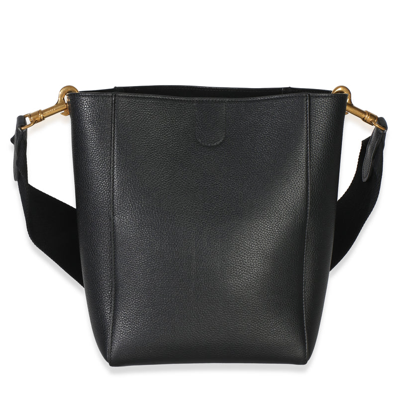 Celine Black Soft Grained Calfskin Small Sangle Bucket Bag Handbag id