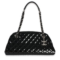 Chanel Black Quilted Patent Medium Just Mademoiselle Bag Handbag id