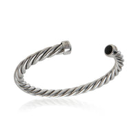 David Yurman Sterling Silver Onyx Cable Cuff Bracelet 4