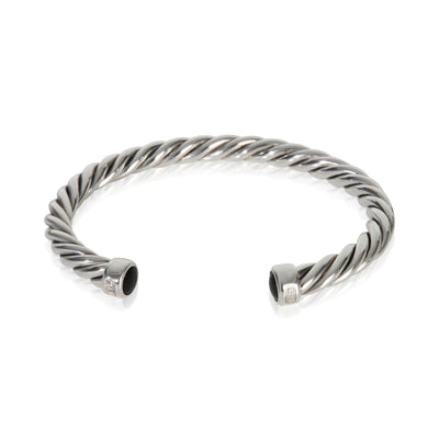 David Yurman Sterling Silver Onyx Cable Cuff Bracelet fv