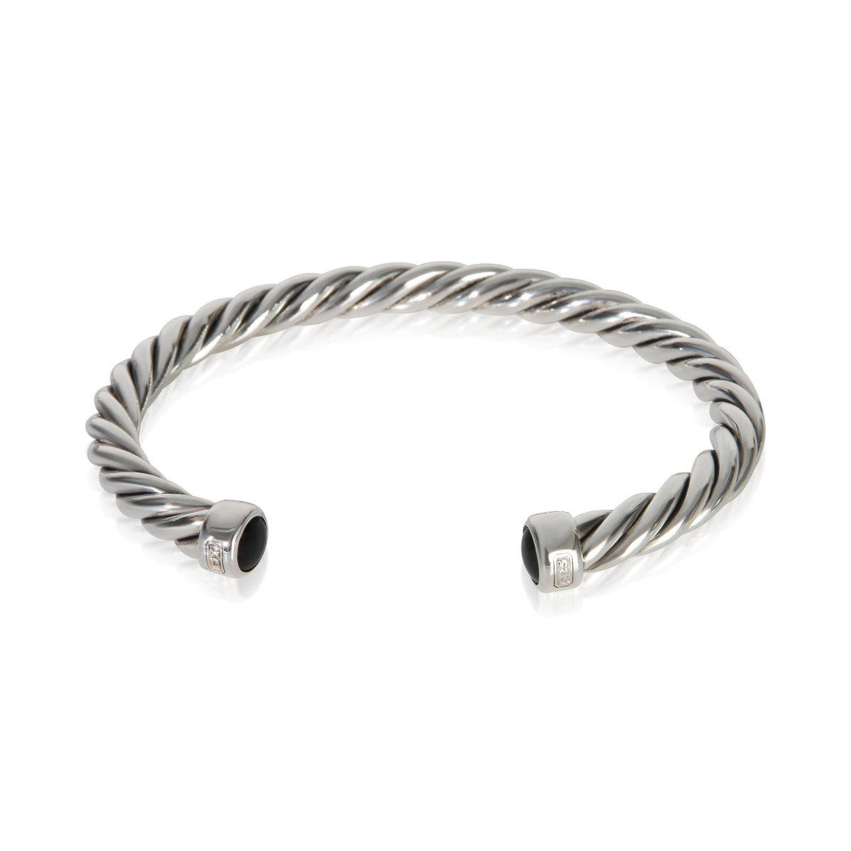 David Yurman Sterling Silver Onyx Cable Cuff Bracelet fv