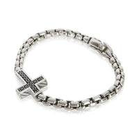 David Yurman Sterling Silver Diamond Cross Station Bracelet 2