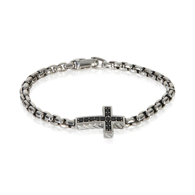 David Yurman Sterling Silver Diamond Cross Station Bracelet fv