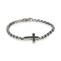 David Yurman Sterling Silver Diamond Cross Station Bracelet fv