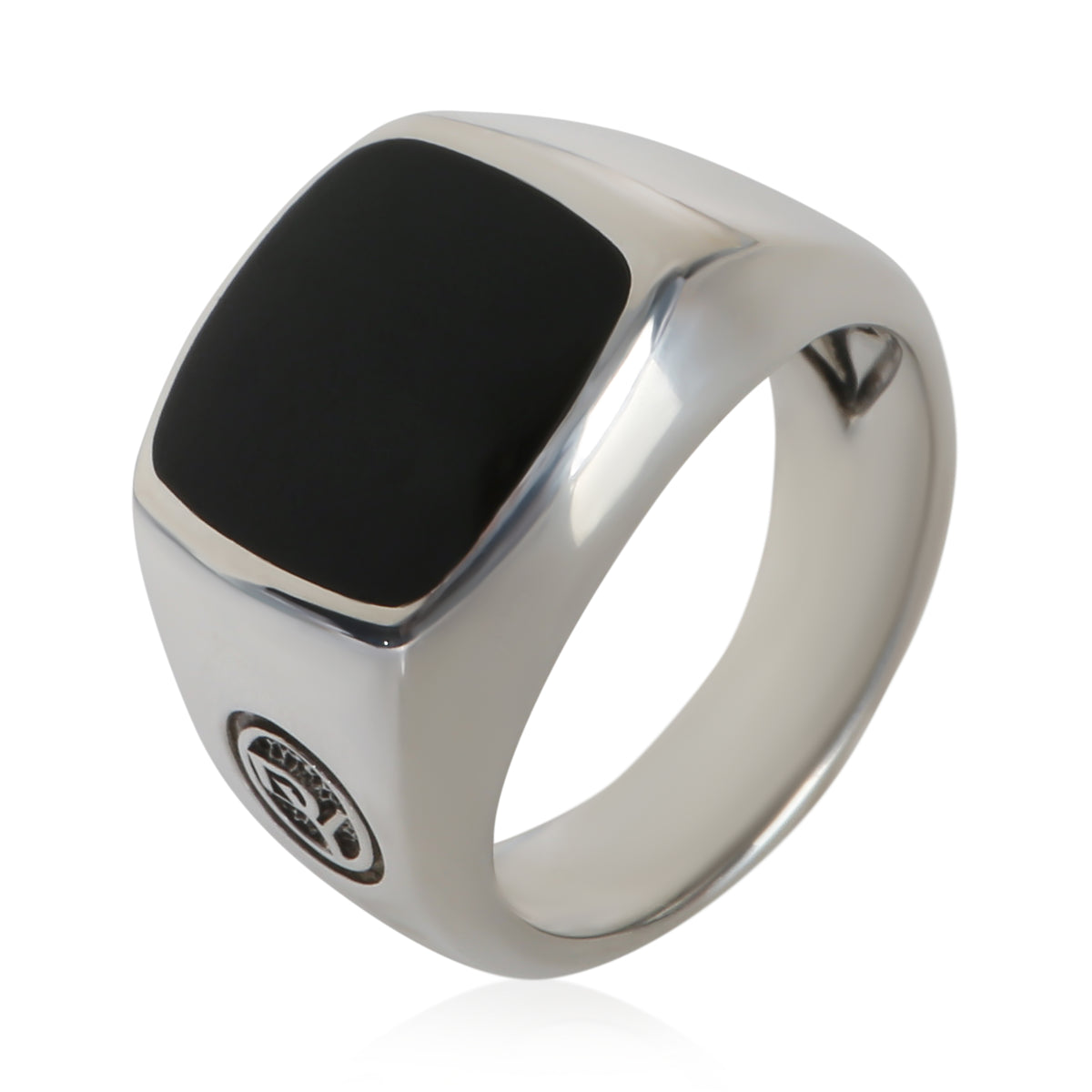 David Yurman Sterling Silver Onyx Signet Ring 5