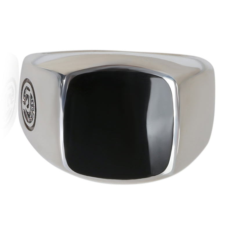 David Yurman Sterling Silver Onyx Signet Ring fv